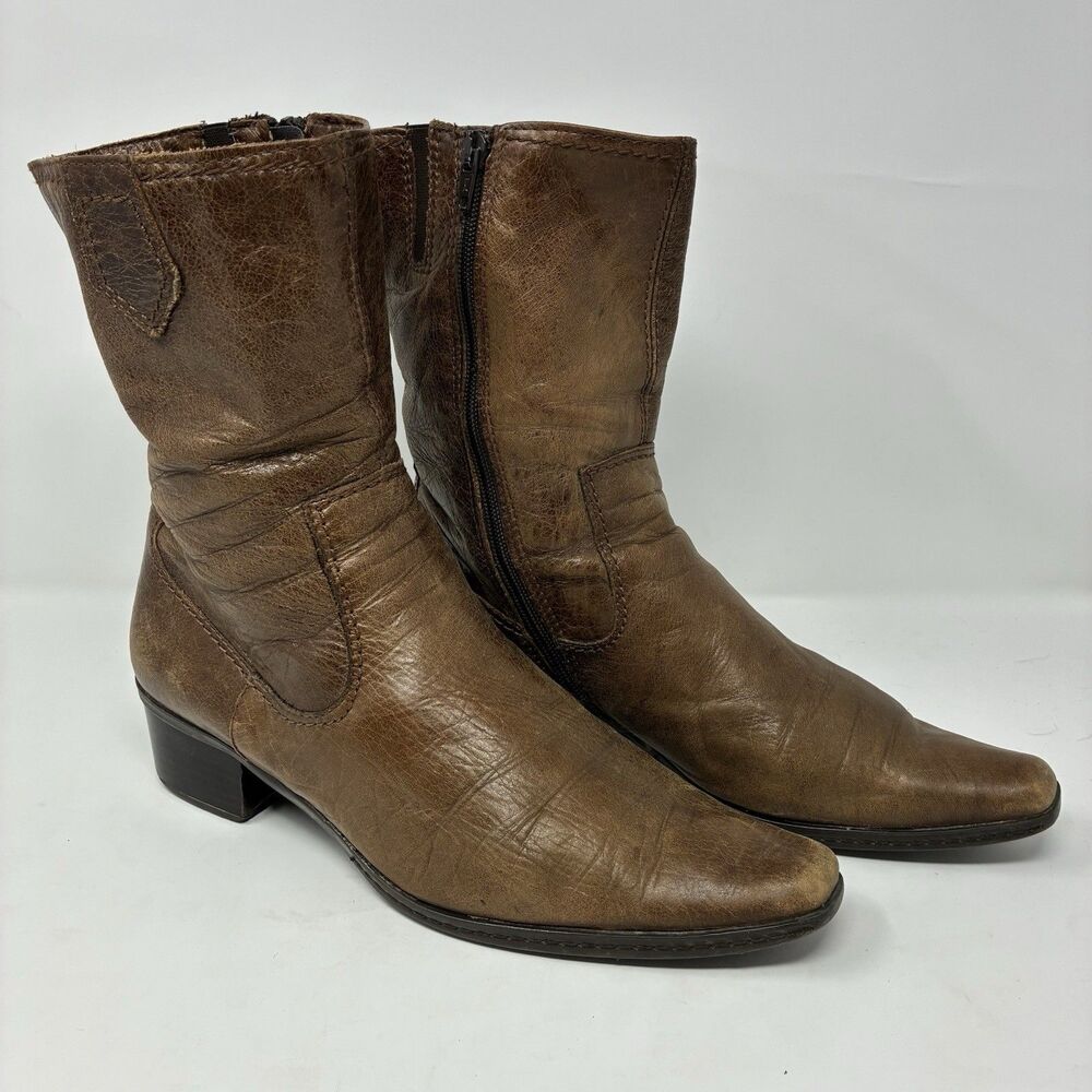 Lavorazione Artigiana Salamander Zip Up Brown Calfskin Slip On Boot Mens 8 EU 41